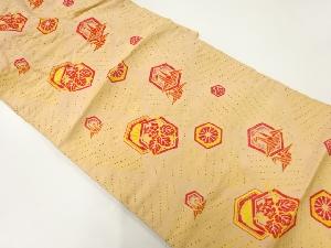 アンティーク　亀甲に折鶴模様織出し名古屋帯（着用可）